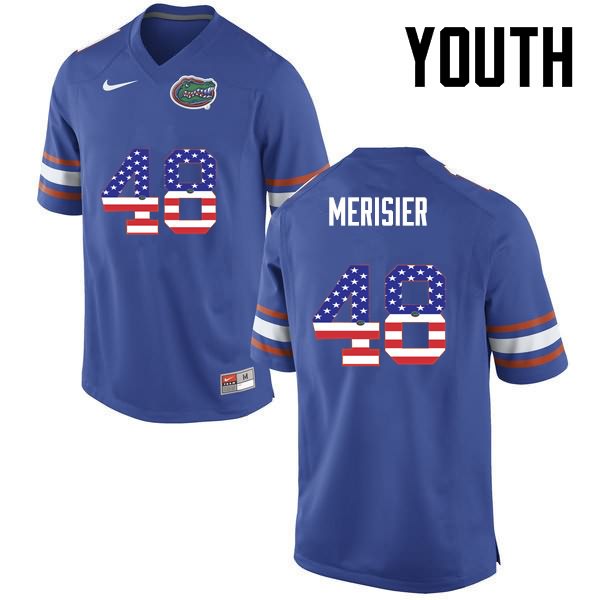 NCAA Florida Gators Edwitch Merisier Youth #48 USA Flag Fashion Nike Blue Stitched Authentic College Football Jersey KHW1764RU